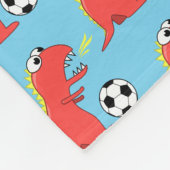 Blue Funny Cartoon Dinosaur Soccer Pattern Fleece Deken (Hoek)