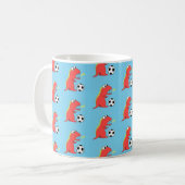 Blue Funny Cartoon Dinosaur Soccer Pattern Koffiemok (Voorkant links)