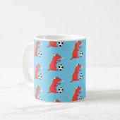 Blue Funny Cartoon Dinosaur Soccer Pattern Koffiemok (Voorkant links)