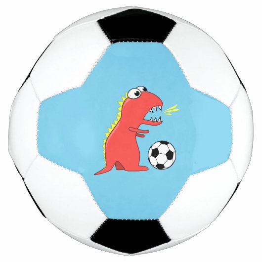 Blue Funny Cartoon Dinosaur Soccer Voetbal (Voorkant)