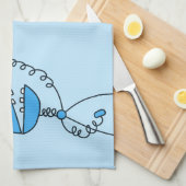 Blue Funny Cartoon Robot Chemistry Theedoek (Quarter Fold)