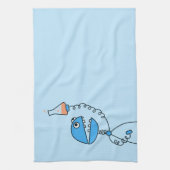 Blue Funny Cartoon Robot Chemistry Theedoek (Verticaal)