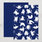 Blue Funny Cat in Yoga-sport Feestdagenkaart (Voorkant / Achterkant)