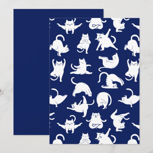 Blue Funny Cat in Yoga-sport Feestdagenkaart (Voorkant / Achterkant)