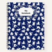Blue Funny Cat in Yoga-sport Notitieboek (Voorkant)