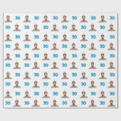 Blue Funny Face Gift Wrapping Paper for Men Cadeaupapier (Vlak)