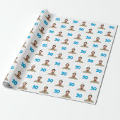 Blue Funny Face Gift Wrapping Paper for Men Cadeaupapier (Uitgerold)