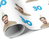 Blue Funny Face Gift Wrapping Paper for Men Cadeaupapier (Rol Hoek)