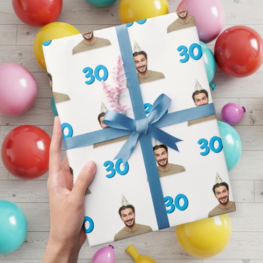 Blue Funny Face Gift Wrapping Paper for Men Cadeaupapier
