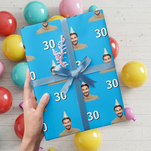 Blue Funny Face Gift Wrapping Paper for Men  Cadeaupapier