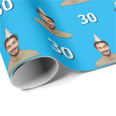 Blue Funny Face Gift Wrapping Paper for Men  Cadeaupapier (Rol Hoek)