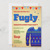 Blue Funny Flllly Ugater Sweater kerstparty Kaart (Voorkant)