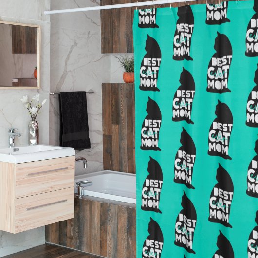 Blue Funny Moederdag Best Cat Mam Ever Douchegordijn
