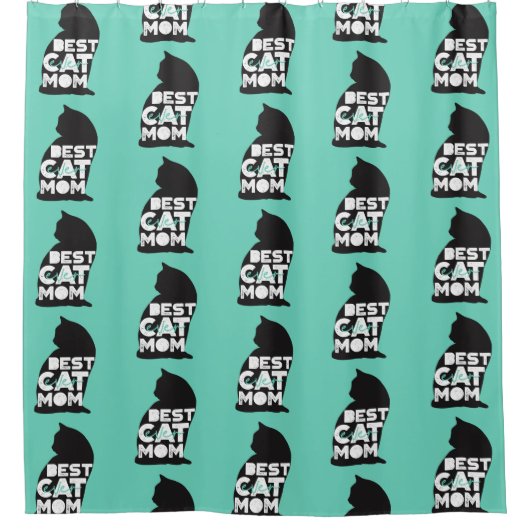 Blue Funny Moederdag Best Cat Mam Ever Douchegordijn (Voorkant)