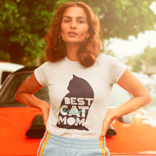 Blue Funny Moederdag Best Cat Mam Ever T-shirt
