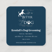 Blue Funny Quote Dog Grooming Square Visitekaartje (Voorkant)