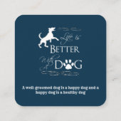 Blue Funny Quote Dog Grooming Square Visitekaartje (Achterkant)