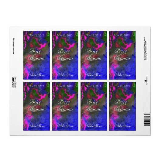 Blue Fusion 2 Bruiloft Wijn Label (Full Sheet)