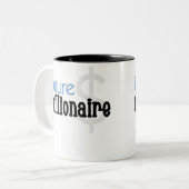 Blue Future Millionaire Tweekleurige Koffiemok (Voorkant links)