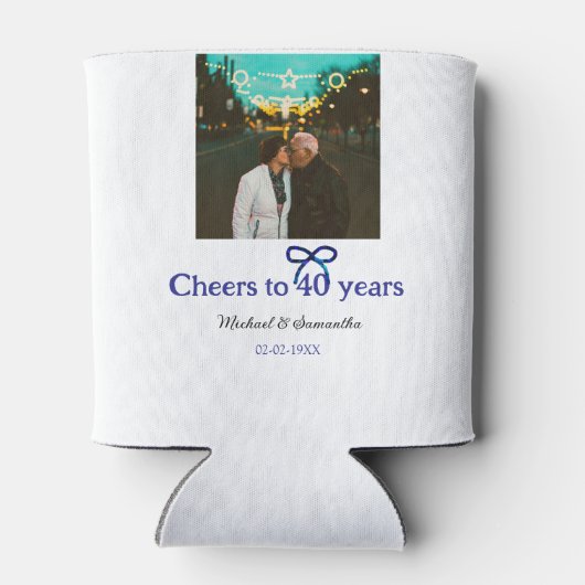 Blue G Bow juicht voor 40-jarig huwelijk Blikjeskoeler (Achterkant)