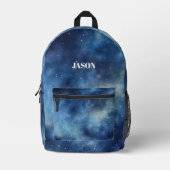 Blue Galactic Night Modern Monogram Bedrukte Rugzak (Voorkant)