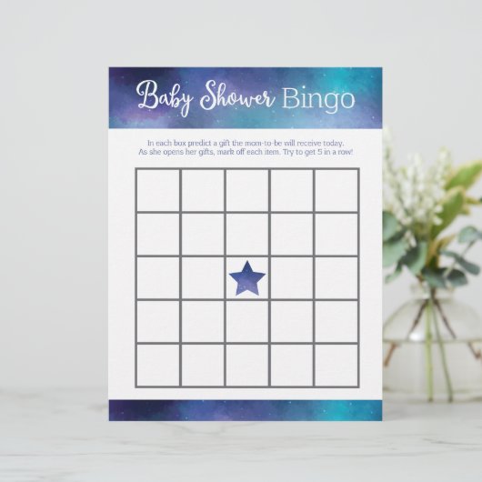 Blue Galaxy Baby shower Bingo Game (Staand voorkant)