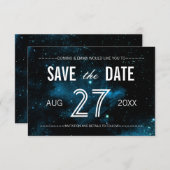 Blue Galaxy Bewaar de datumkaarten Save The Date (Voorkant / Achterkant)
