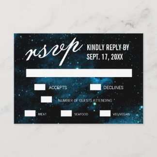 Blue Galaxy Bruiloft RSVP Kaarten Kaartje