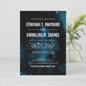 Blue Galaxy bruiloft uitnodiging (Staand voorkant)