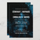 Blue Galaxy bruiloft uitnodiging (Voorkant / Achterkant)