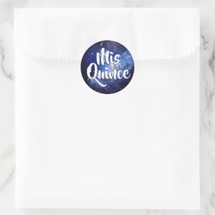 Blue Galaxy Celestial Foto Mis Quince Birthday Ronde Sticker