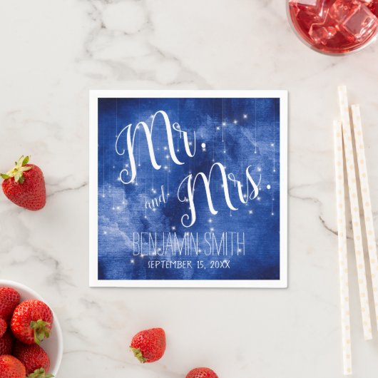 Blue Galaxy Celestial Stars Night Sky Wedding Servet (Insitu)