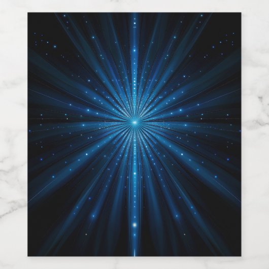 Blue Galaxy Continuum Cosmic Star Geboorte Blauw Z Wijn Etiket (Enkel label)