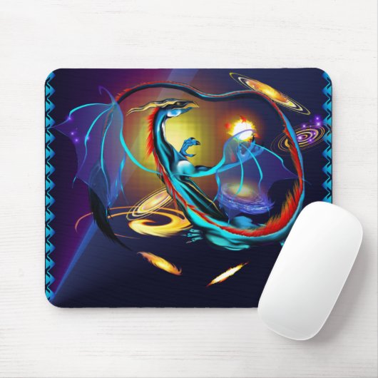 Blue Galaxy Dragon_Mousepad Muismat (Met muis)