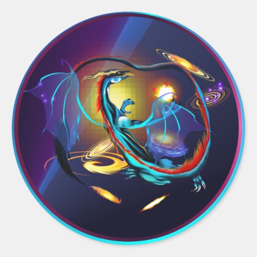Blue Galaxy Dragon-Stickers Ronde Sticker (Voorkant)