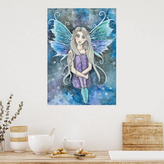Blue Galaxy Fairy Art van Molly Harrison Poster (Keuken)