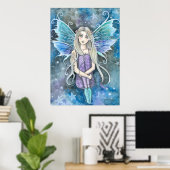 Blue Galaxy Fairy Art van Molly Harrison Poster (Thuiskantoor)