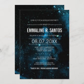 Blue Galaxy Graduation Party nodigt uit Kaart (Voorkant / Achterkant)