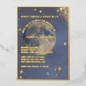 Blue Galaxy Hemel Hemel Wedding Goud Folie Uitnodiging (Voorkant)