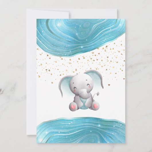 Blue Galaxy Inspiration Elephant Baby Boy Shower Kaart (Achterkant)