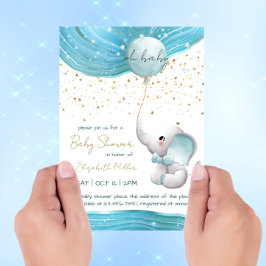 Blue Galaxy Inspiration Elephant Baby Boy Shower Kaart