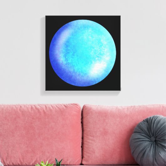 Blue Galaxy Orb – Tranquil Blue Canvas Afdrukken (Insitu (Woonkamer))
