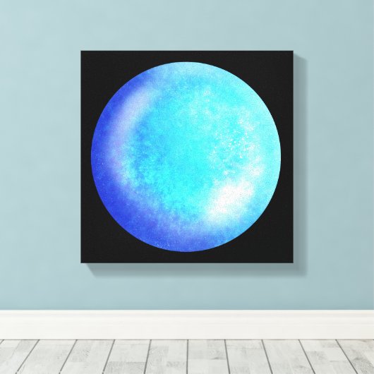 Blue Galaxy Orb – Tranquil Blue Canvas Afdrukken (Insitu (Houten vloer))