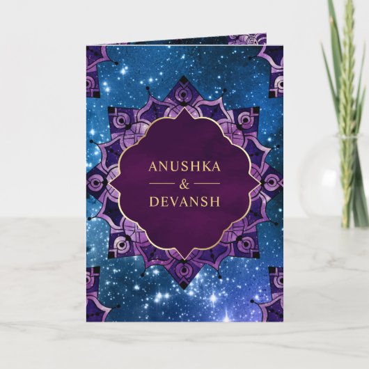 Blue Galaxy Paars Mandala QR Code Indian Wedding (Voorkant)