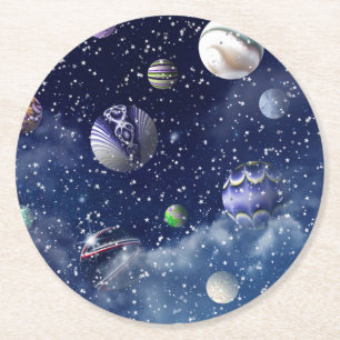 Blue Galaxy Ronde Kartonnen Onderzetter