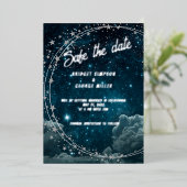Blue Galaxy Sky Bruiloft Veilig de datum Folie Uitnodiging (Staand Voorkant)
