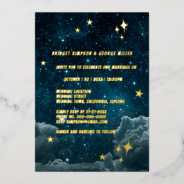 Blue Galaxy Sky Wedding Folie Uitnodiging