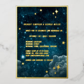 Blue Galaxy Sky Wedding Gold Folie Uitnodiging (Voorkant)