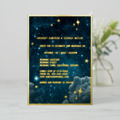 Blue Galaxy Sky Wedding Gold Folie Uitnodiging (Staand Voorkant)