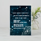 Blue Galaxy Sky Wedding Zilver Folie Uitnodiging (Staand Voorkant)